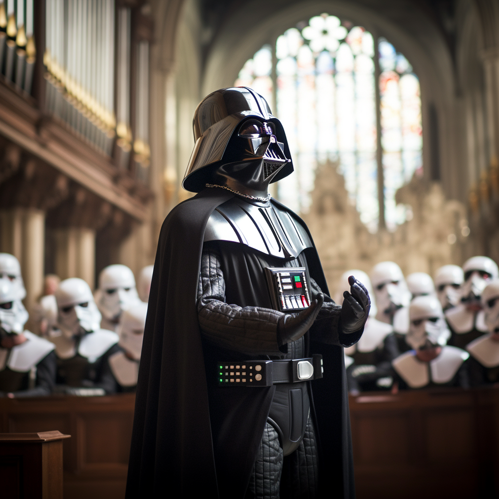 Darth Vader singing in church choir