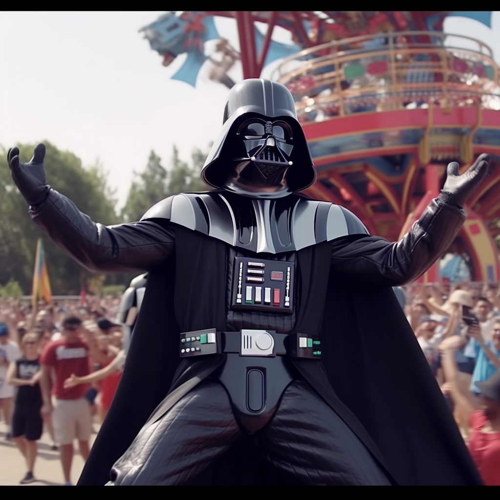 Darth Vader dancing in Six Flags commercial