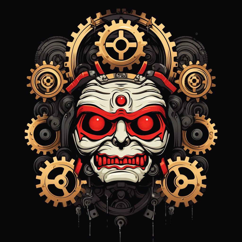 Daruma Doll Gears Rorschach T-Shirt Design