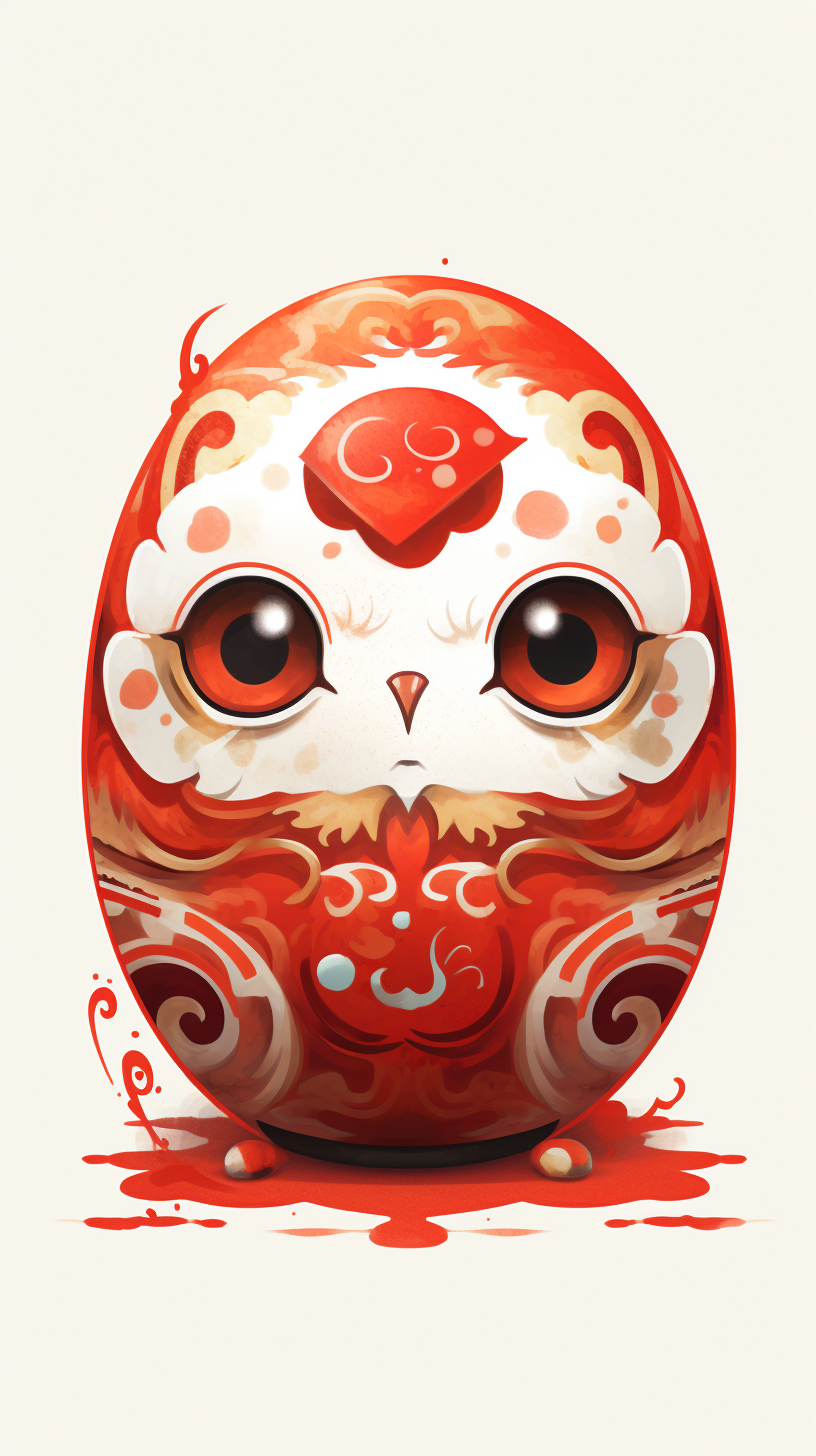 Cute Daruma Doll in Watercolors