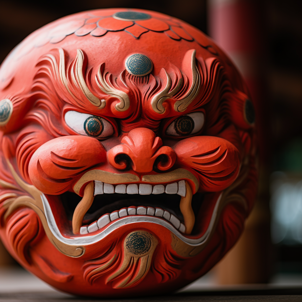 Close-Up of Old Daruma Statue