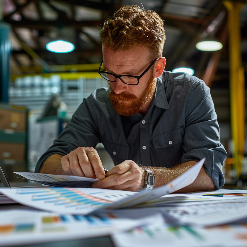 Data Consultant Analyzing Printed Reports