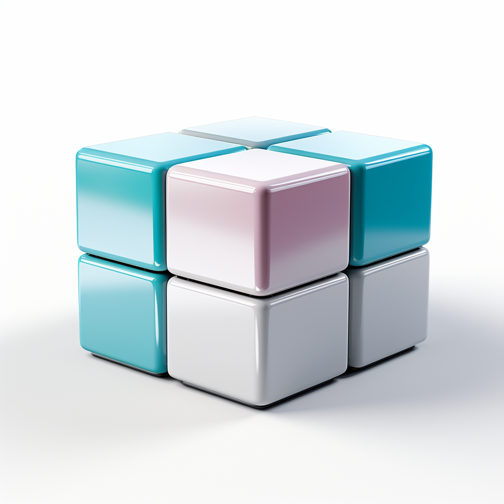 3D data cube icon on white background