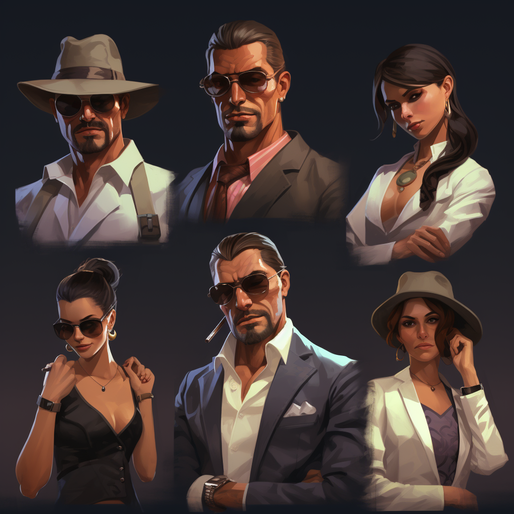 Gangster dating sim character painting