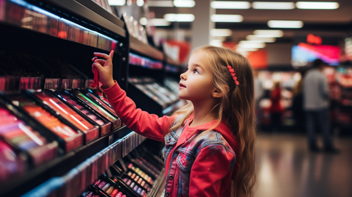 Daughter pointing at nail polish.