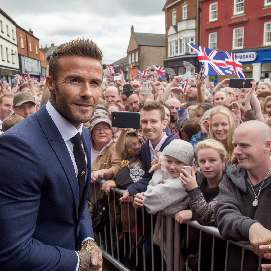 Wide angle shot of David Beckham meeting the Queen and the Pope