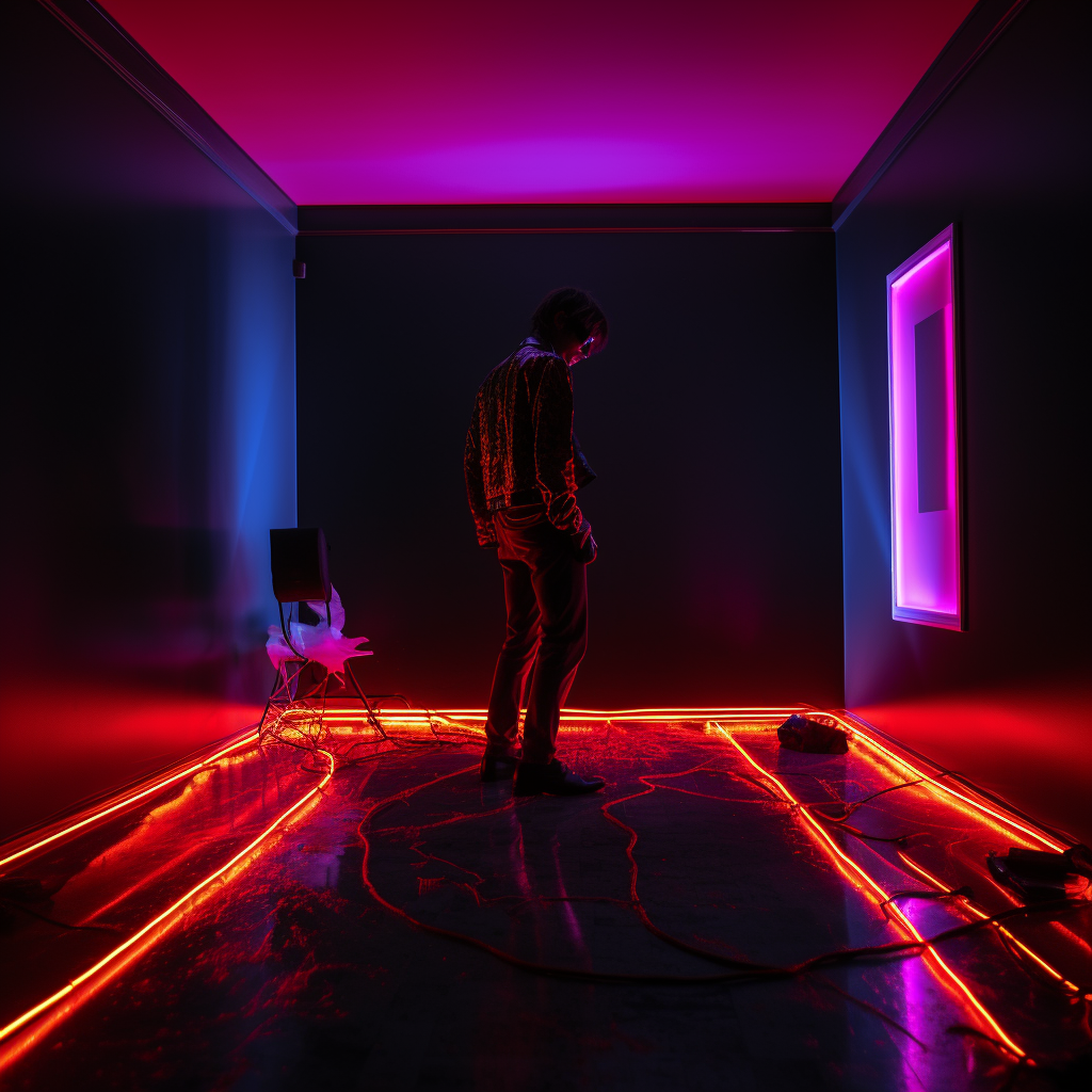 David Beckham dancing in neon room