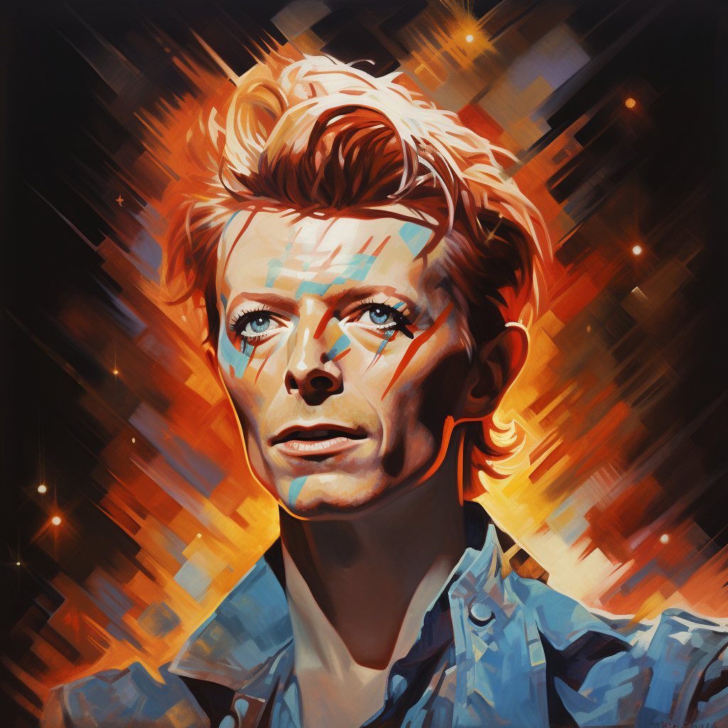 Glowing lightning of David Bowie