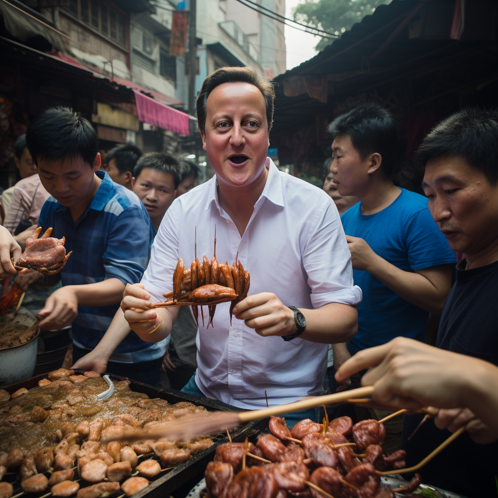 David Cameron Eating Food Hong Kong Locals