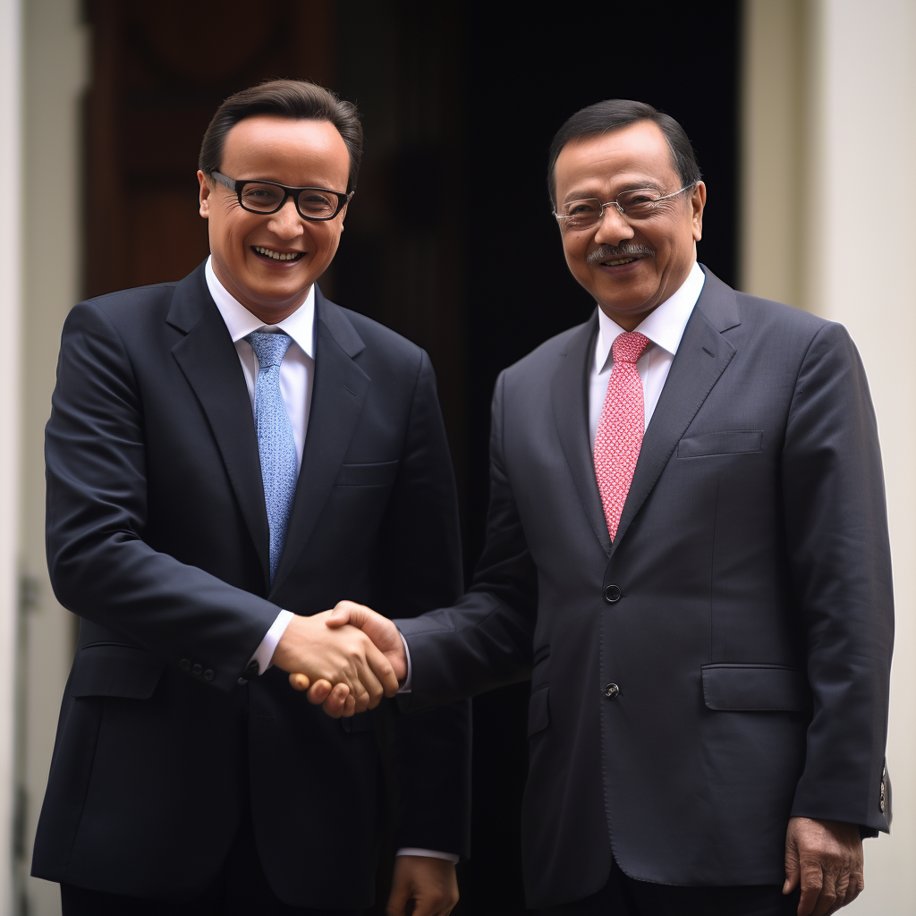 David Cameron meeting Prime Minister Anwar Ibrahim in Kuala Lumpur