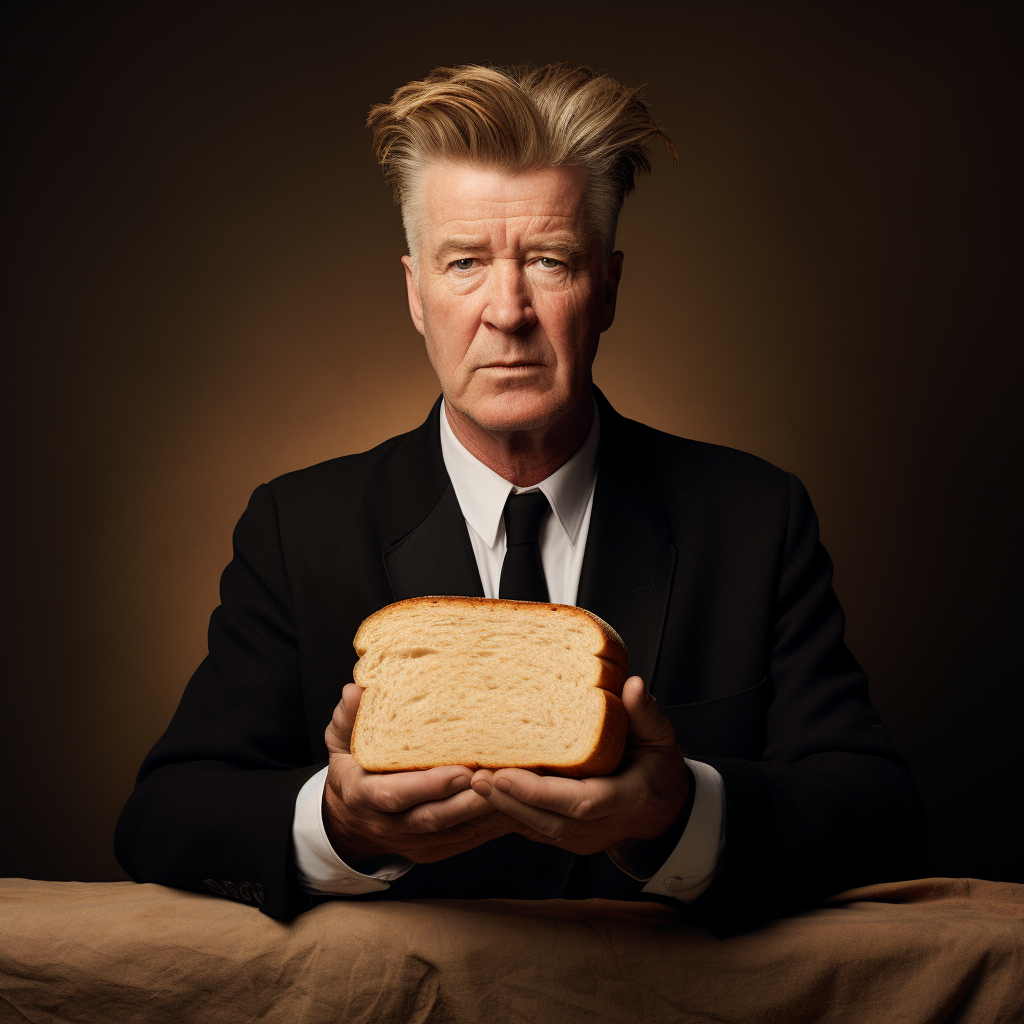 David Lynch with white bread hair