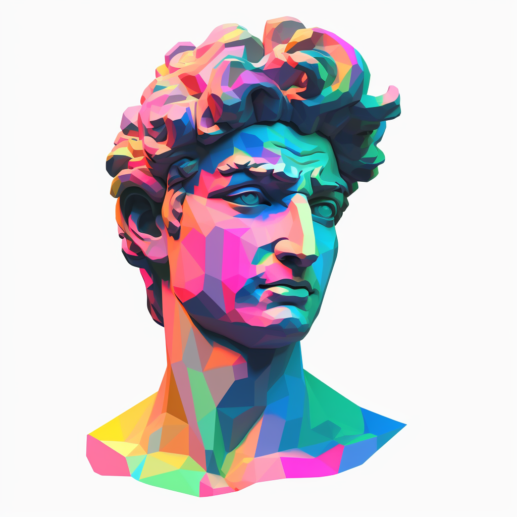 Abstract glitch art of David sculpture