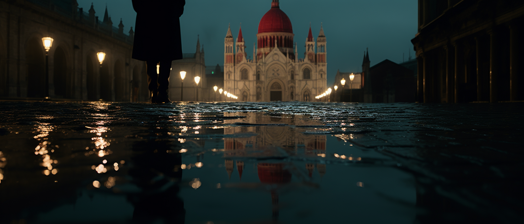 Reflection in Cathedral Silhouette Walking