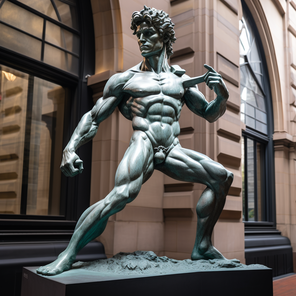 David statue flexing its muscles