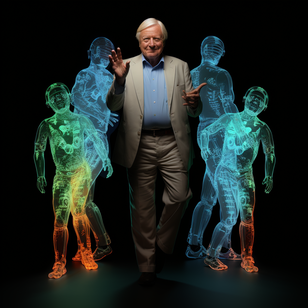 Translucent hologram of Sir David Attenborough