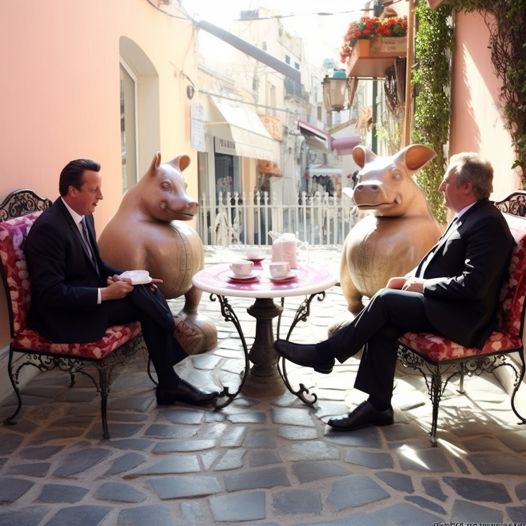 David Cameron enjoying pig feet in Nice