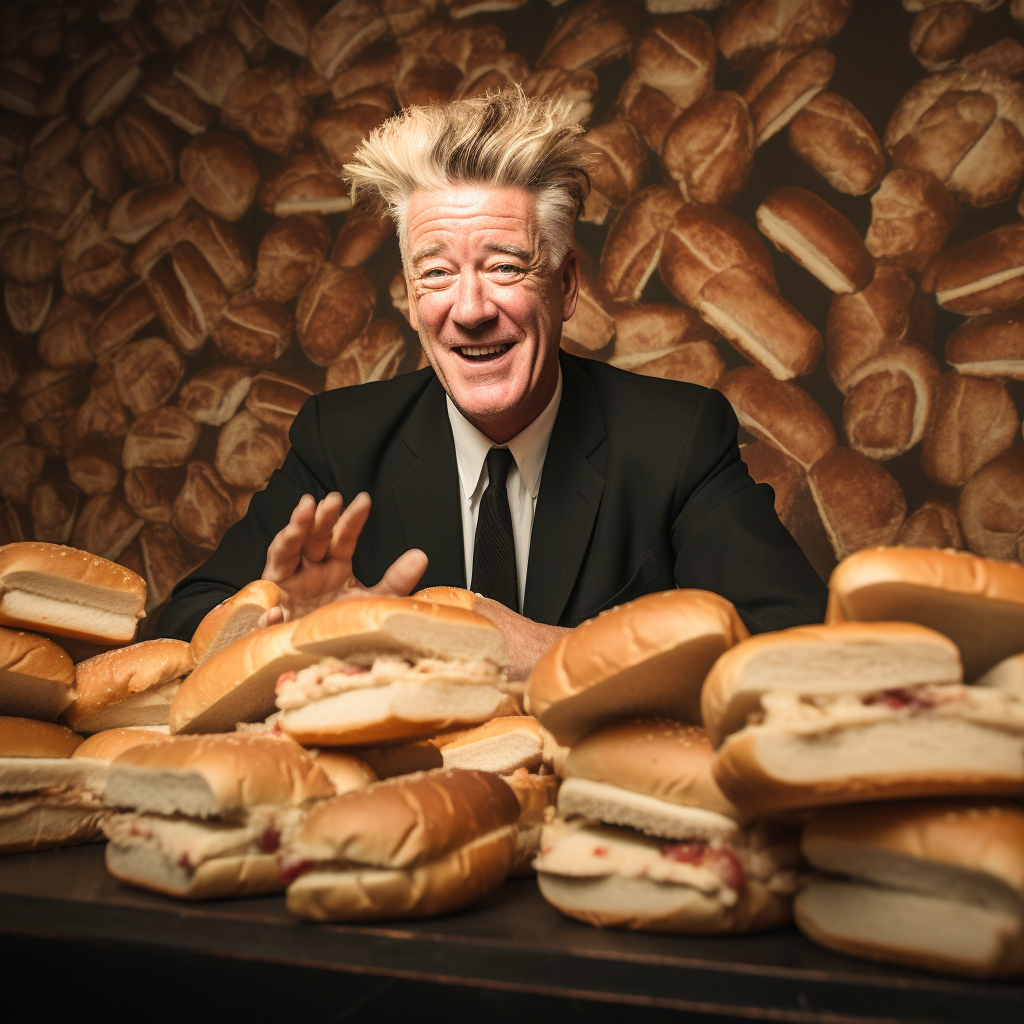 David Lynch with Pastrami Sandwich Hair