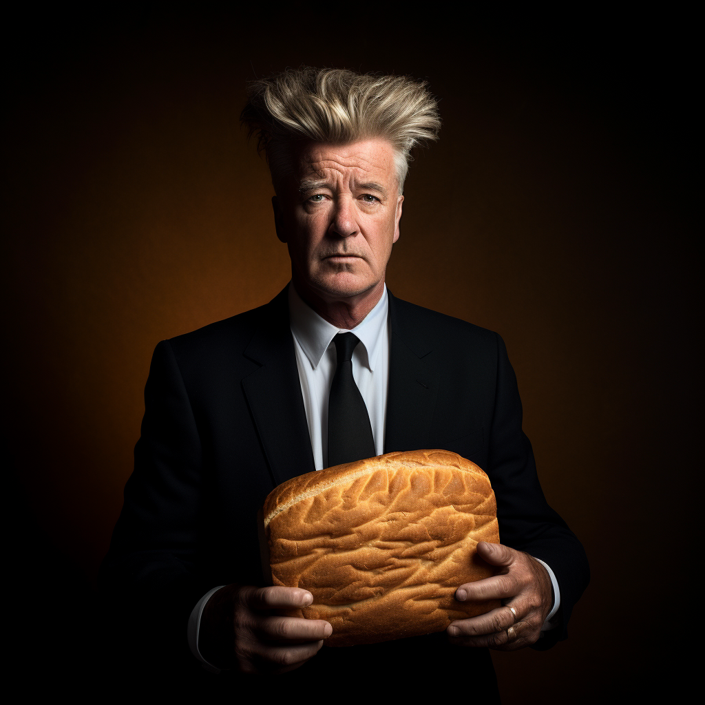 David Lynch with white bread hair