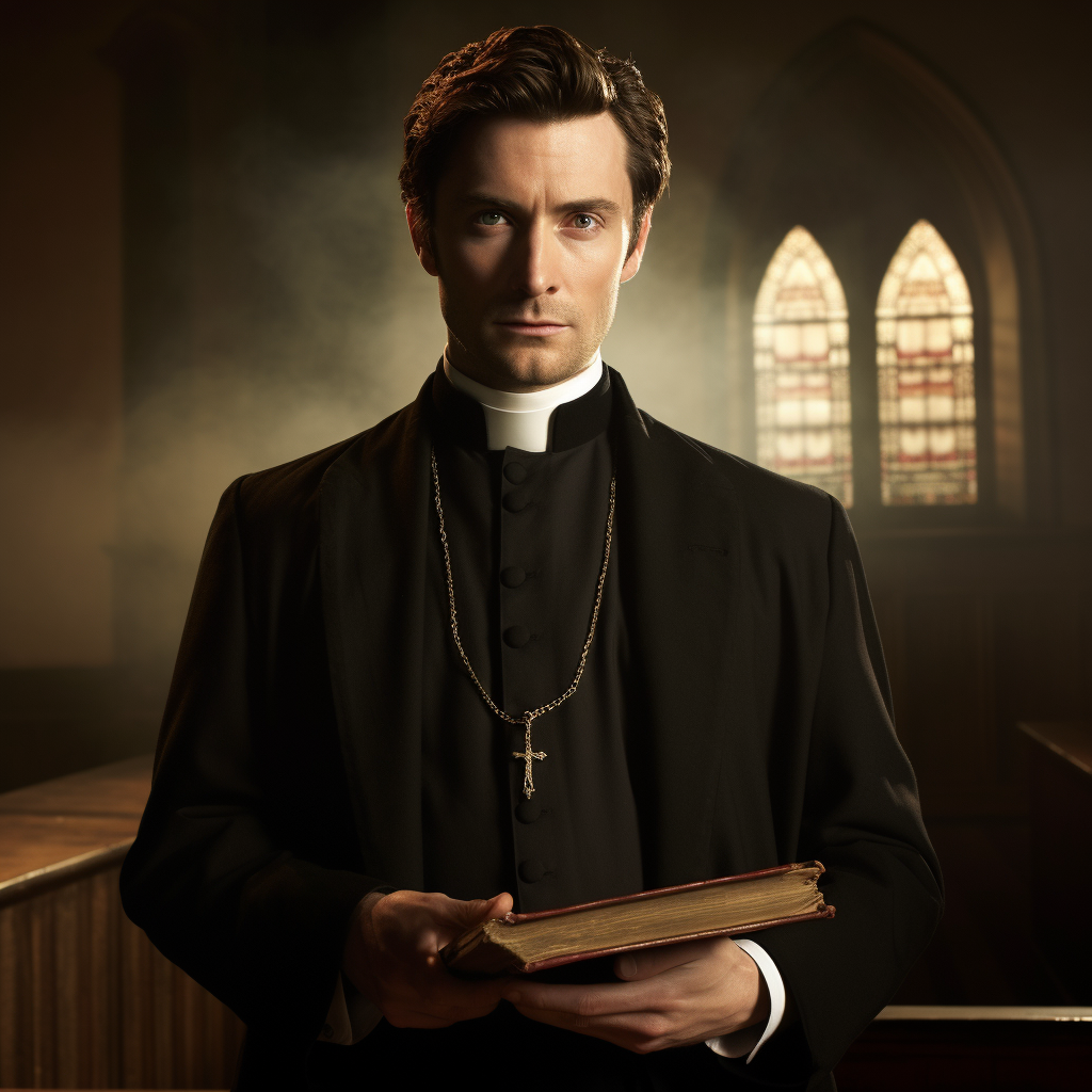 David Tenant portraying a Catholic priest