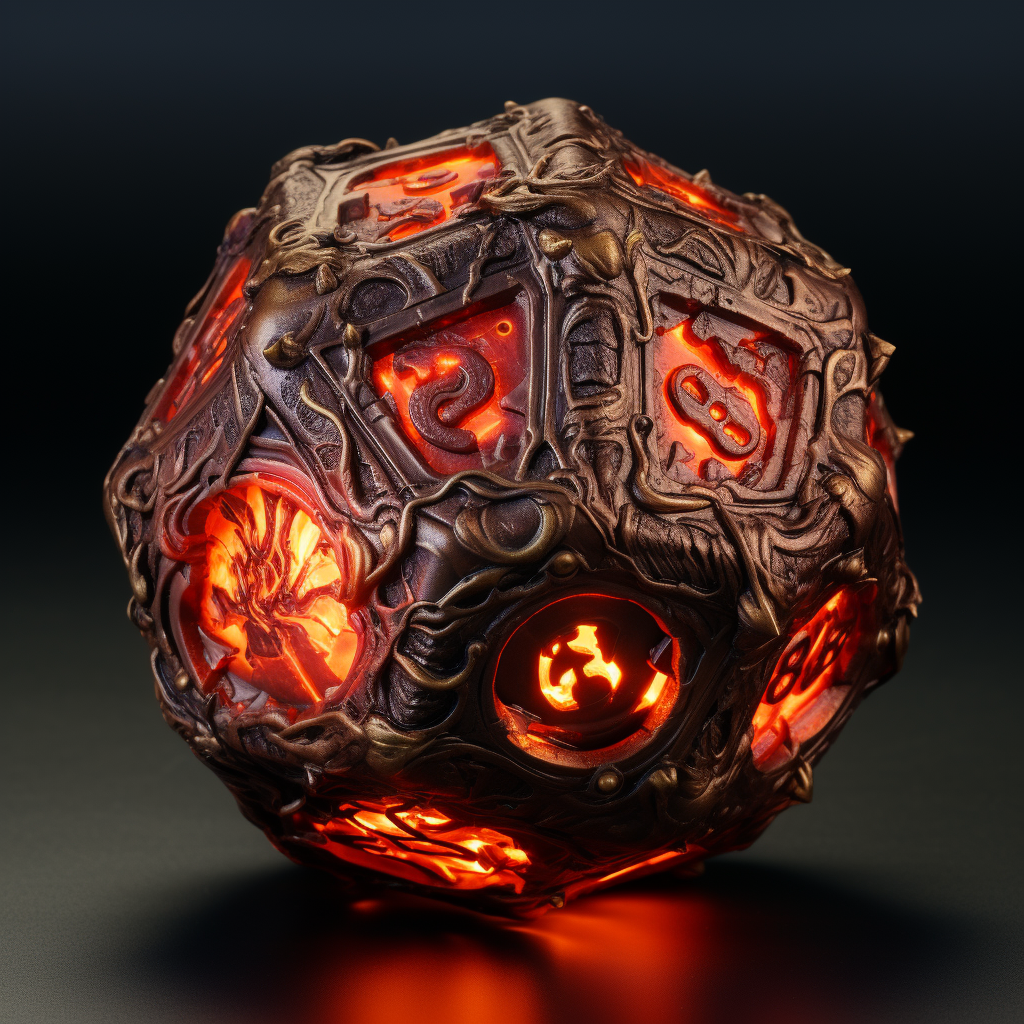 D20 with dawn, fire, light, dark