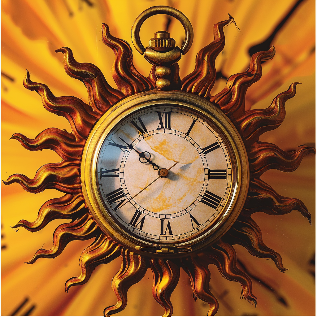 Sun and Pocket Watch Illustration