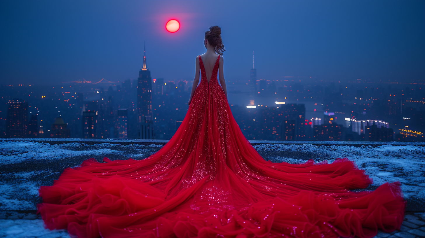 Stunning Red Sequin Dress Fashion Photo