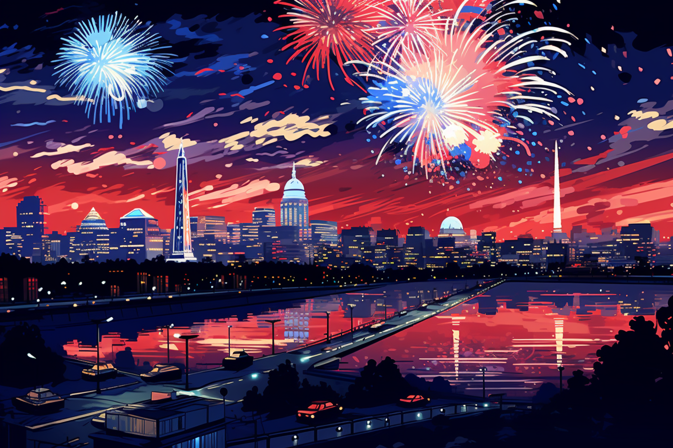 Cartoon Anime Cityscape of Washington D.C.