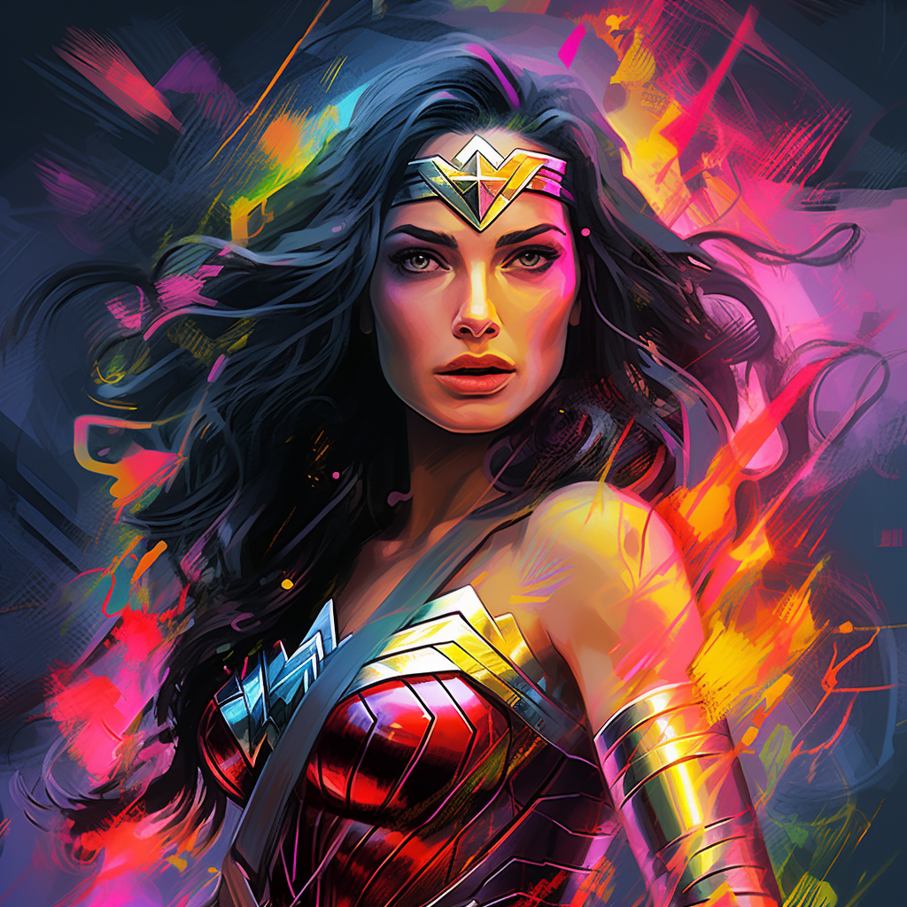 Wonder Woman in neon lights