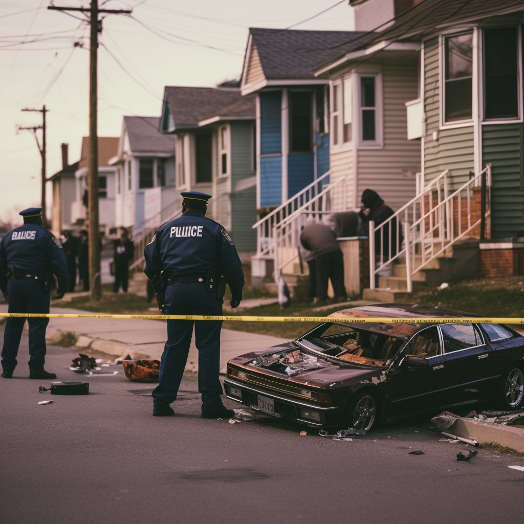 Cops investigating crime scene in Newark New Jersey