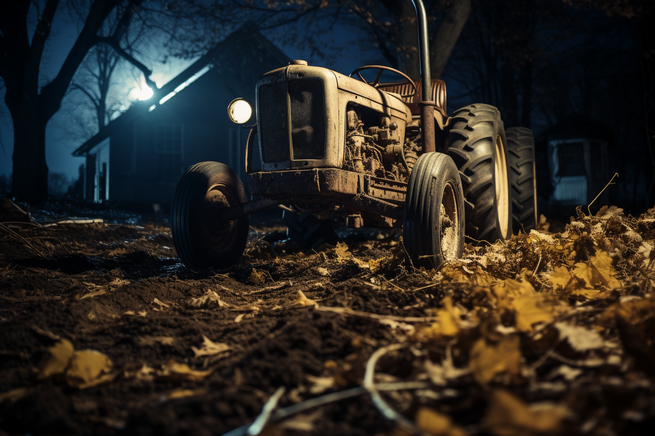 Scenic view of dead leaves and electrical wire