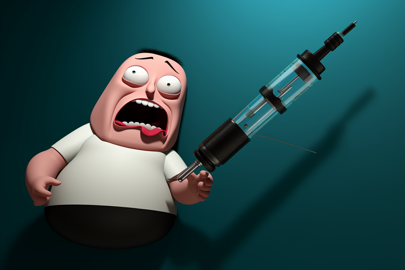 Illustration of a Deadly Syringe in Family Guy Style