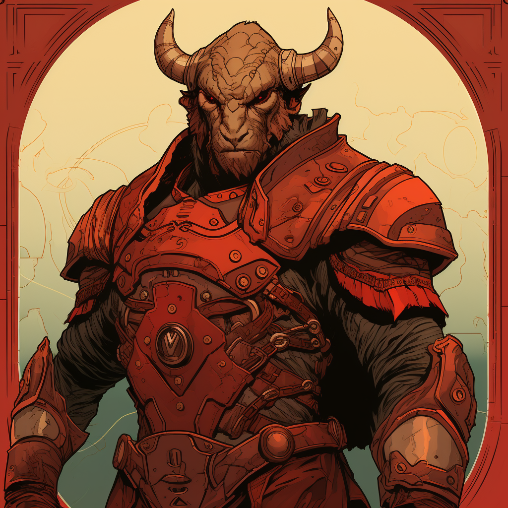 Deadshot Minotaur in Moebius Style Artwork