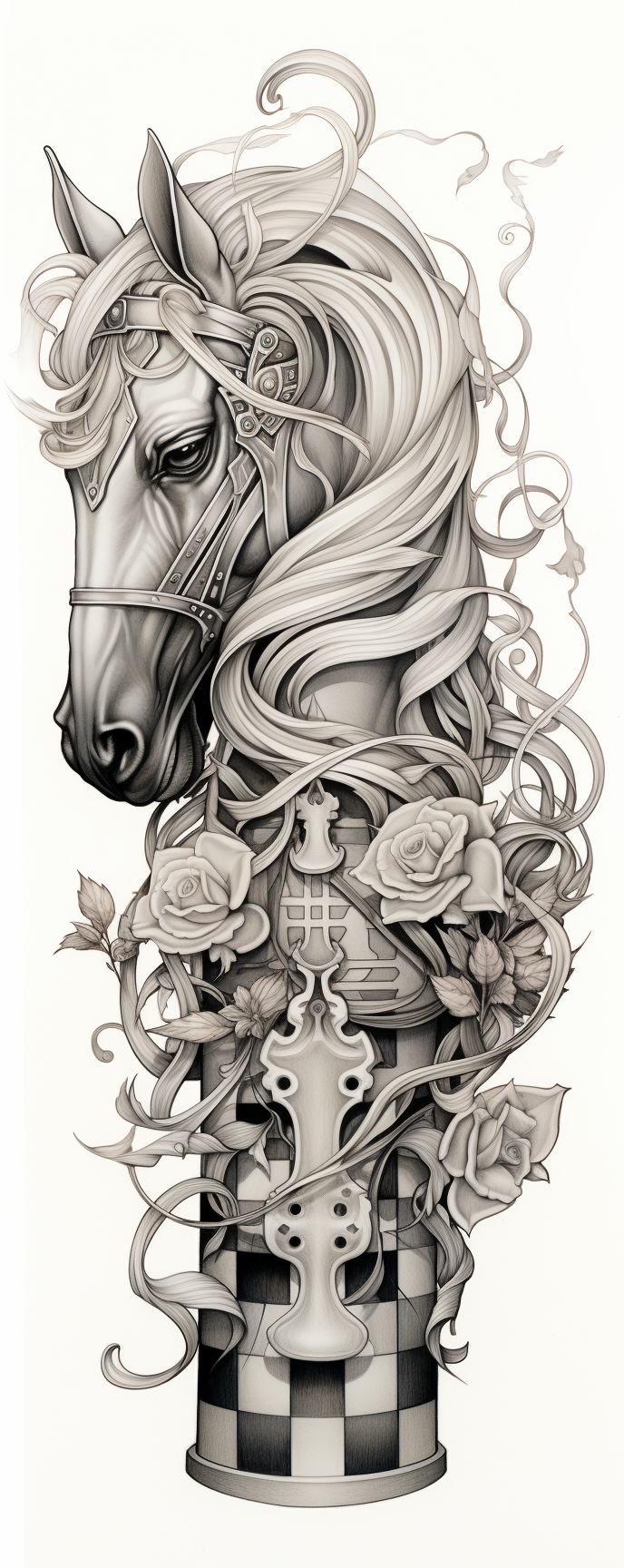 Intertwined horse in Death Chess theme