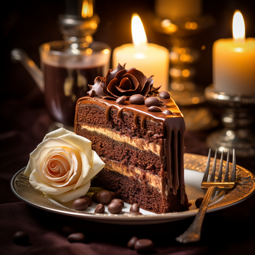 Moist Chocolate Cake Slice Close-Up