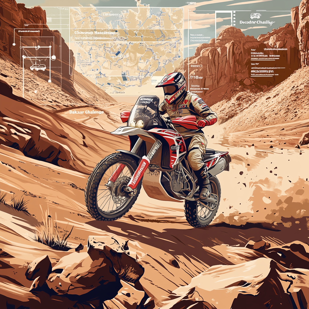 Dakar Challenge Motorcycle Rally Illustration