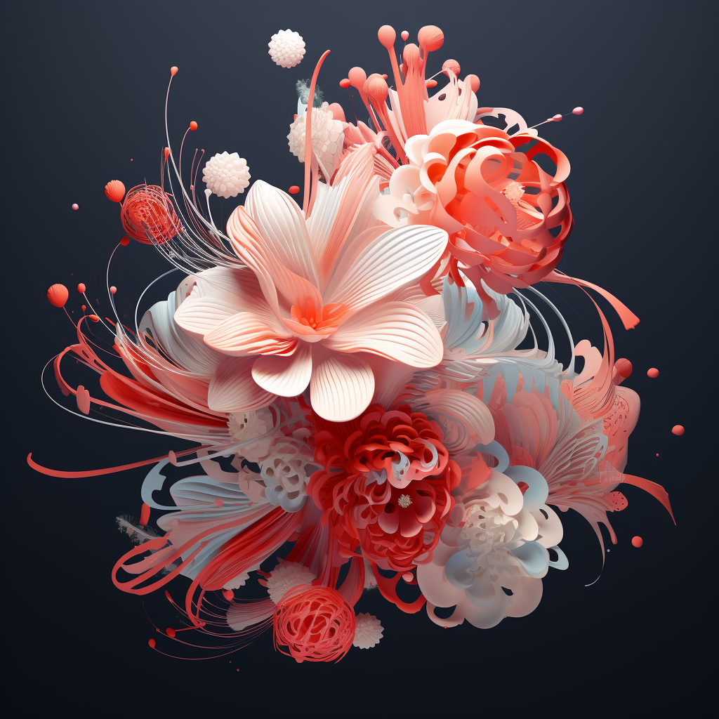 Beautiful stylized 3D flowers