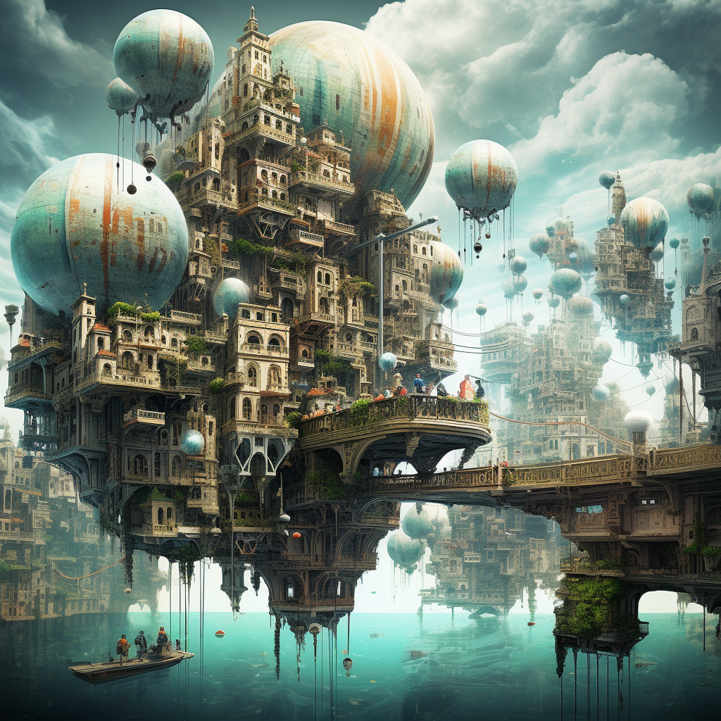 Decopunk Floating City Illustration