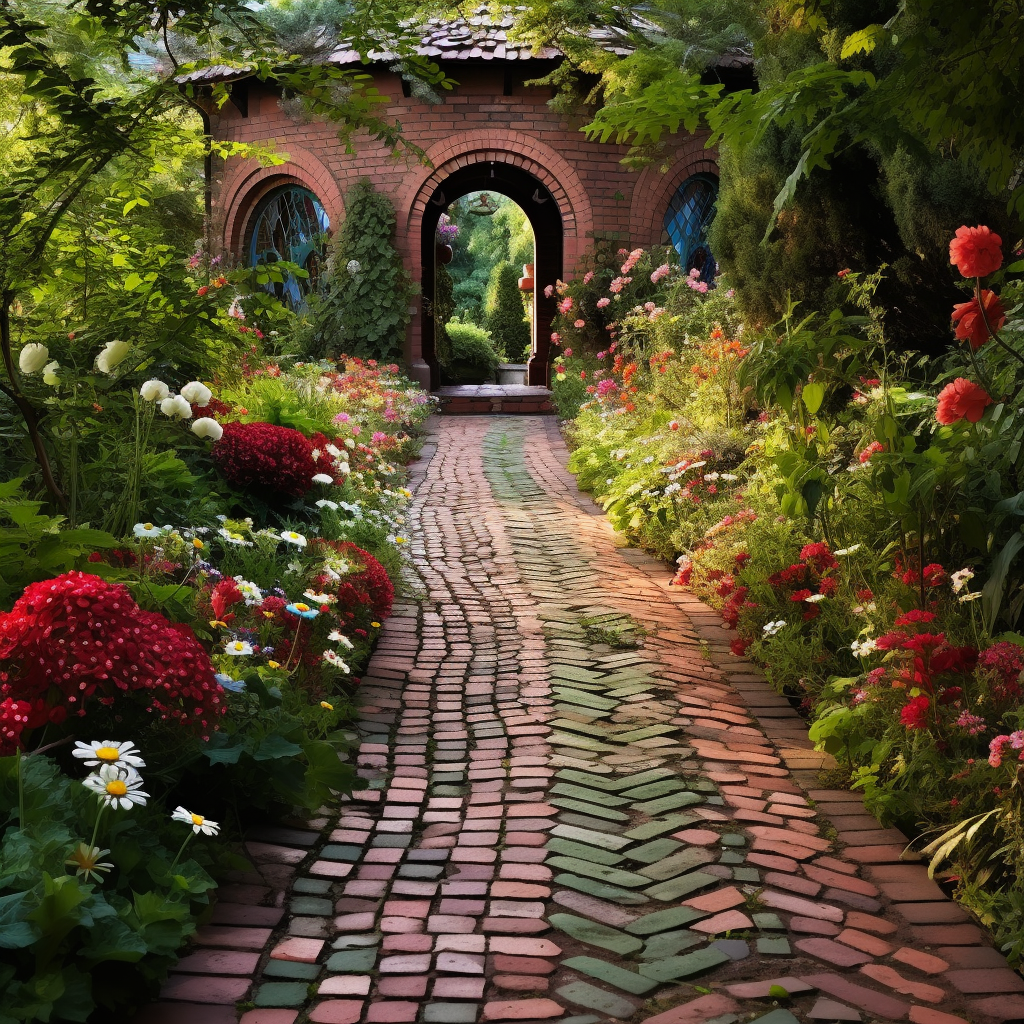 Pathway through a charming garden