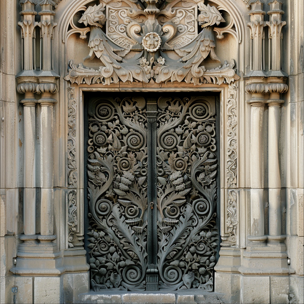 Gothic temple door decoration