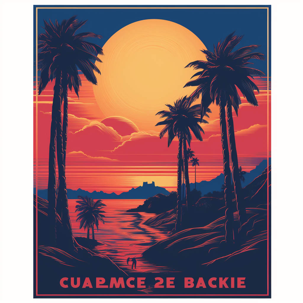 Stunning music gig poster with deep blue peach sunset contrast