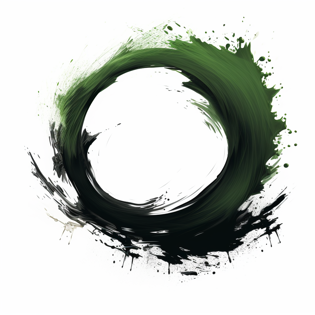 Enso Symbol in Deep Green Brush Stroke