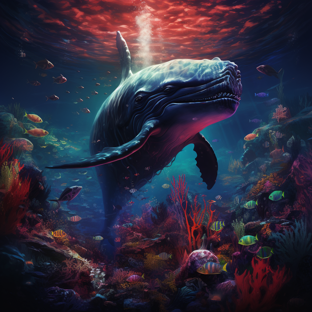 Beautiful artwork of a deep underwater whale