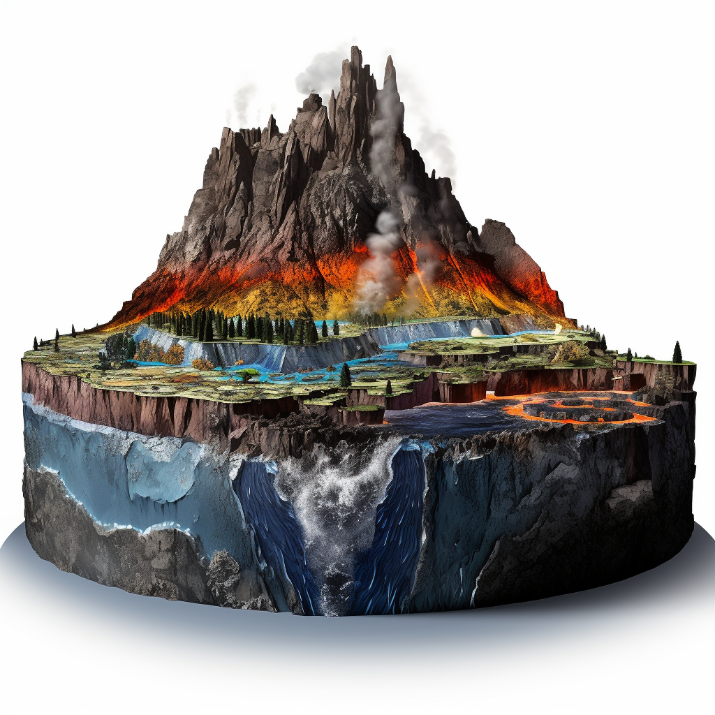 Deep Ocean Volcano Cross Section