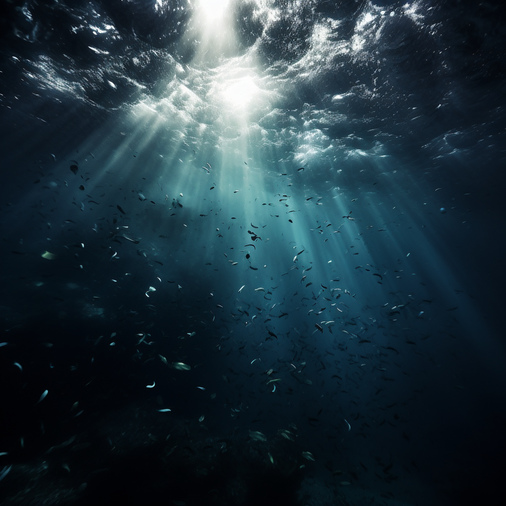 Mysterious underwater world in darkness