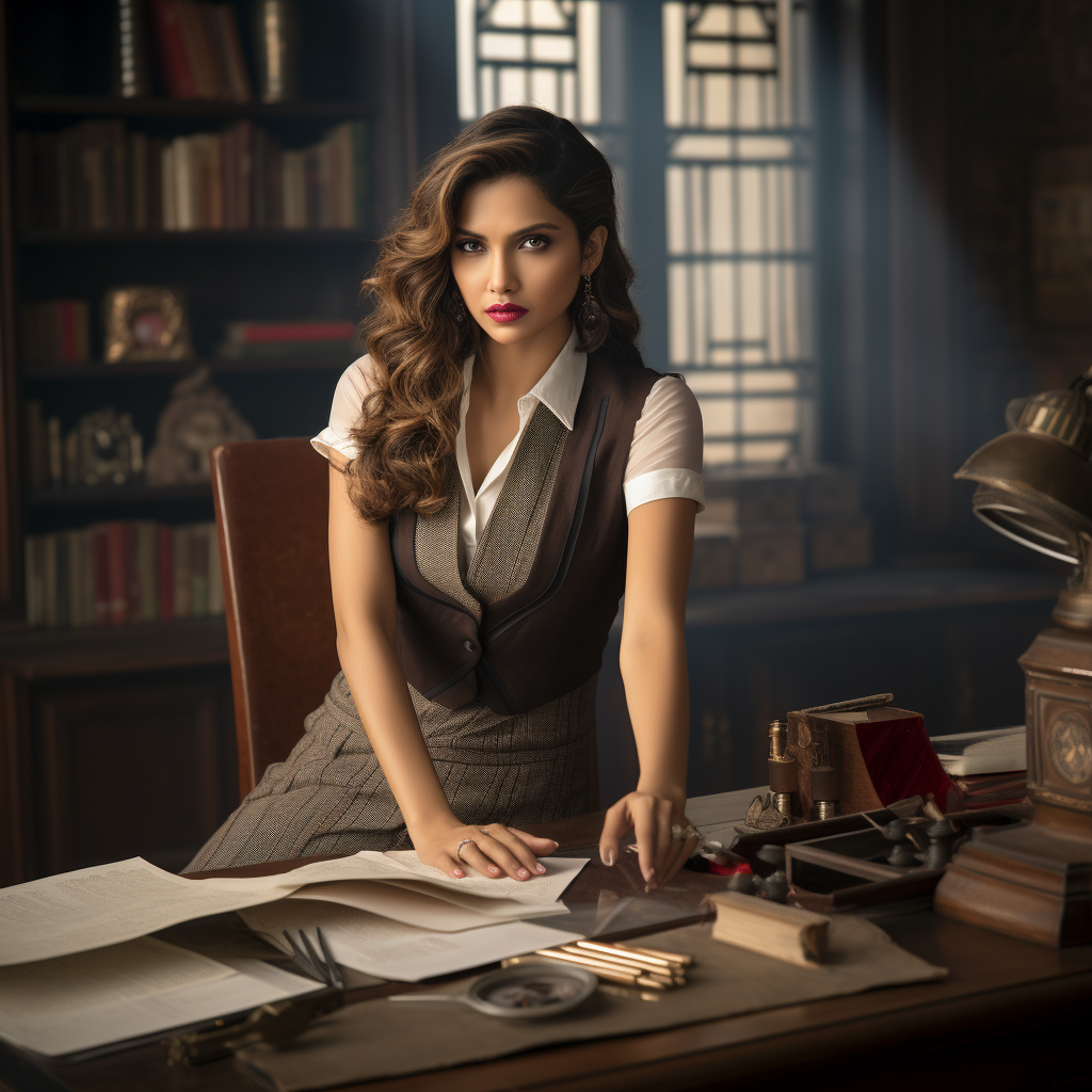 Deepika Padukone sitting sadly at a desk