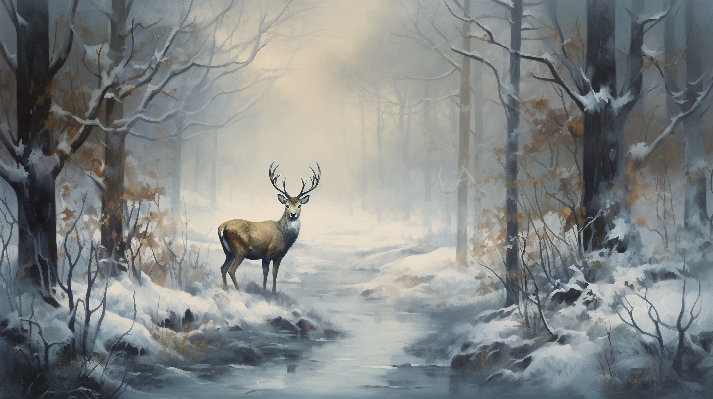 Beautiful deer in winter forest