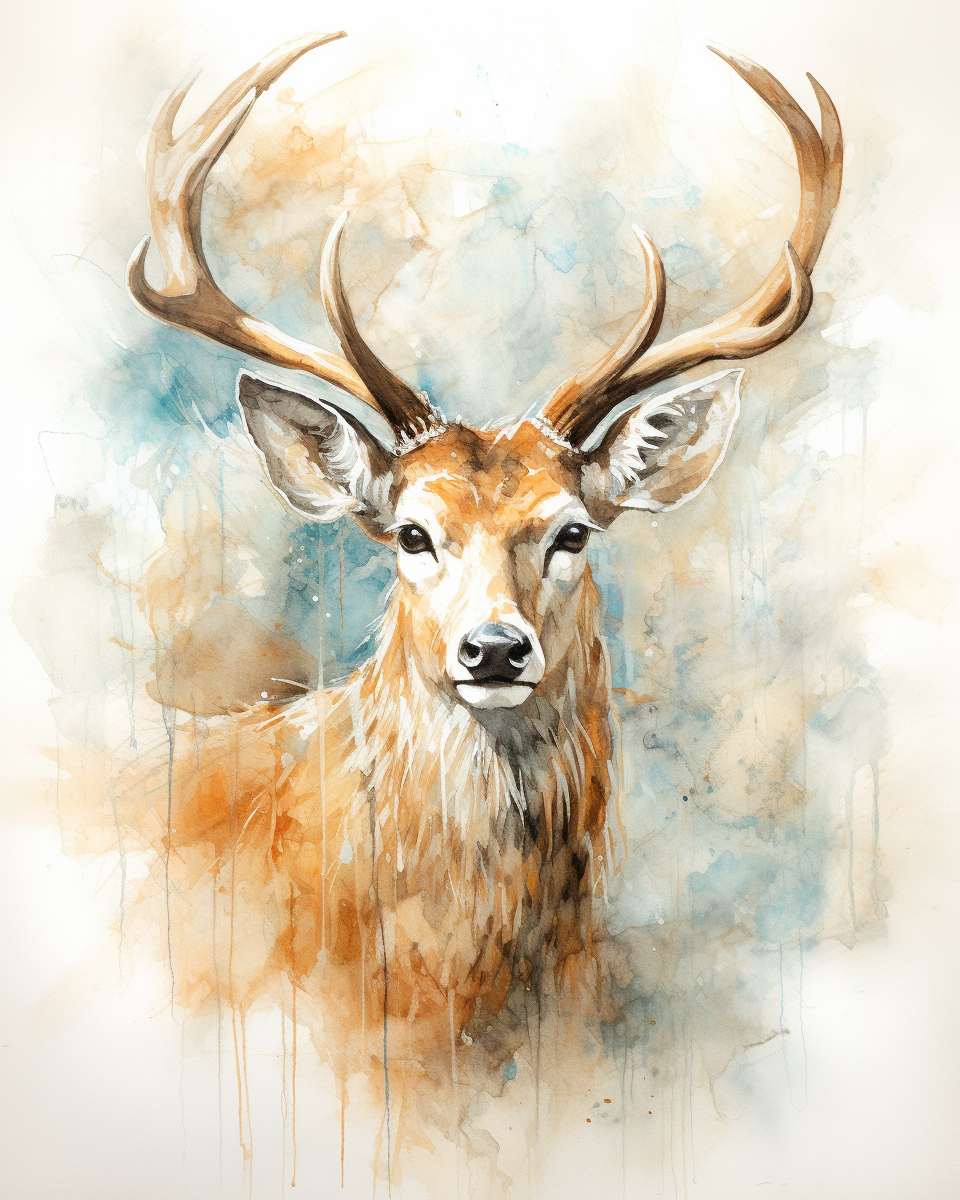 Majestic deer with large antlers sketch