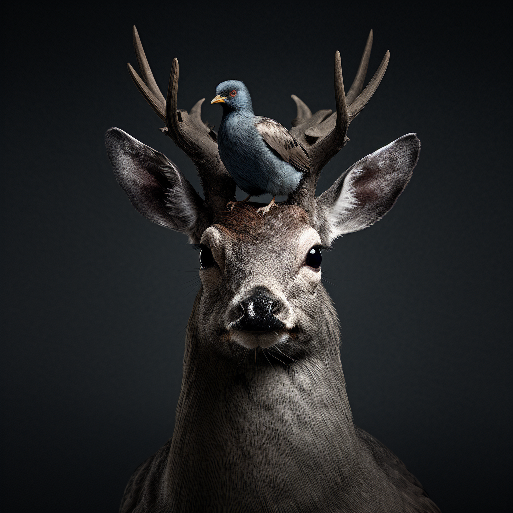 Pigeon with Deer Antlers