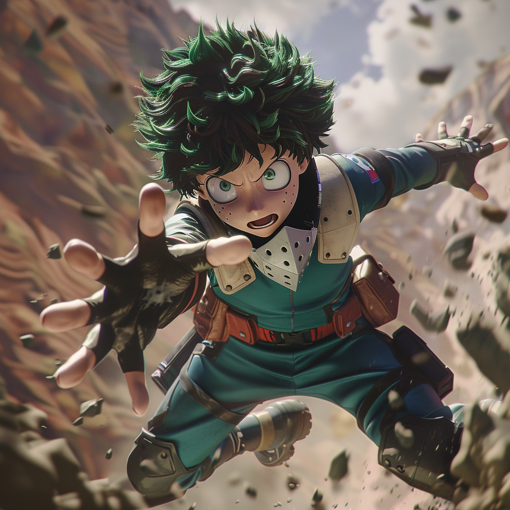 Deku anime action hero academia