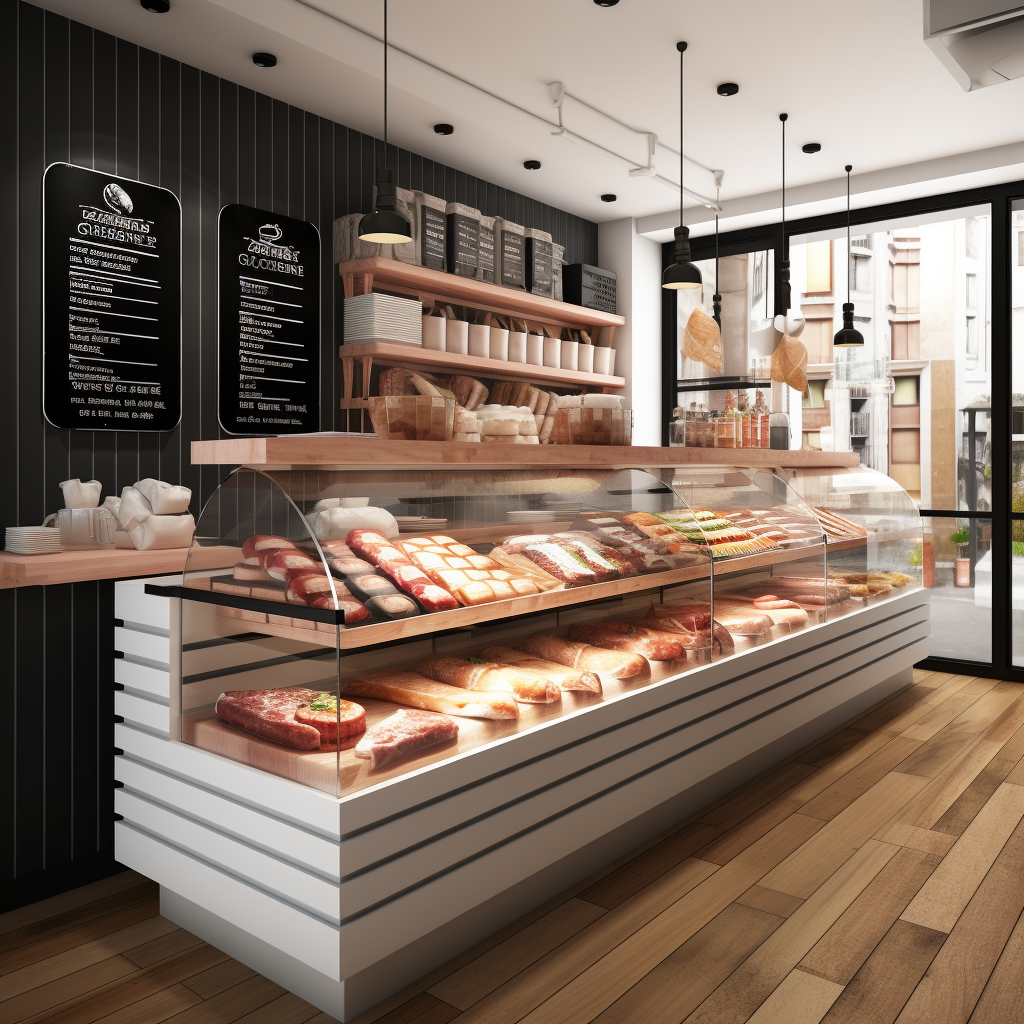 Interior design of deli sandwich store